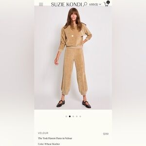 Suzi Kondi Tosk Harem Pants Velour in Wheat Heather Women's Joggers